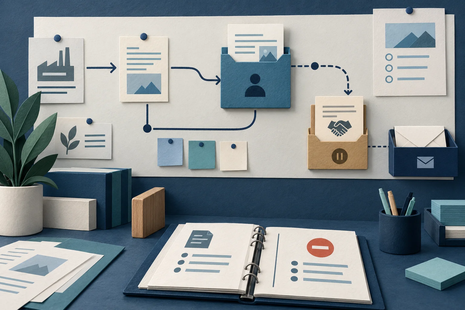 AI governance planning illustration connecting evidence and policy documents with human approval gates in a proposed workflow.